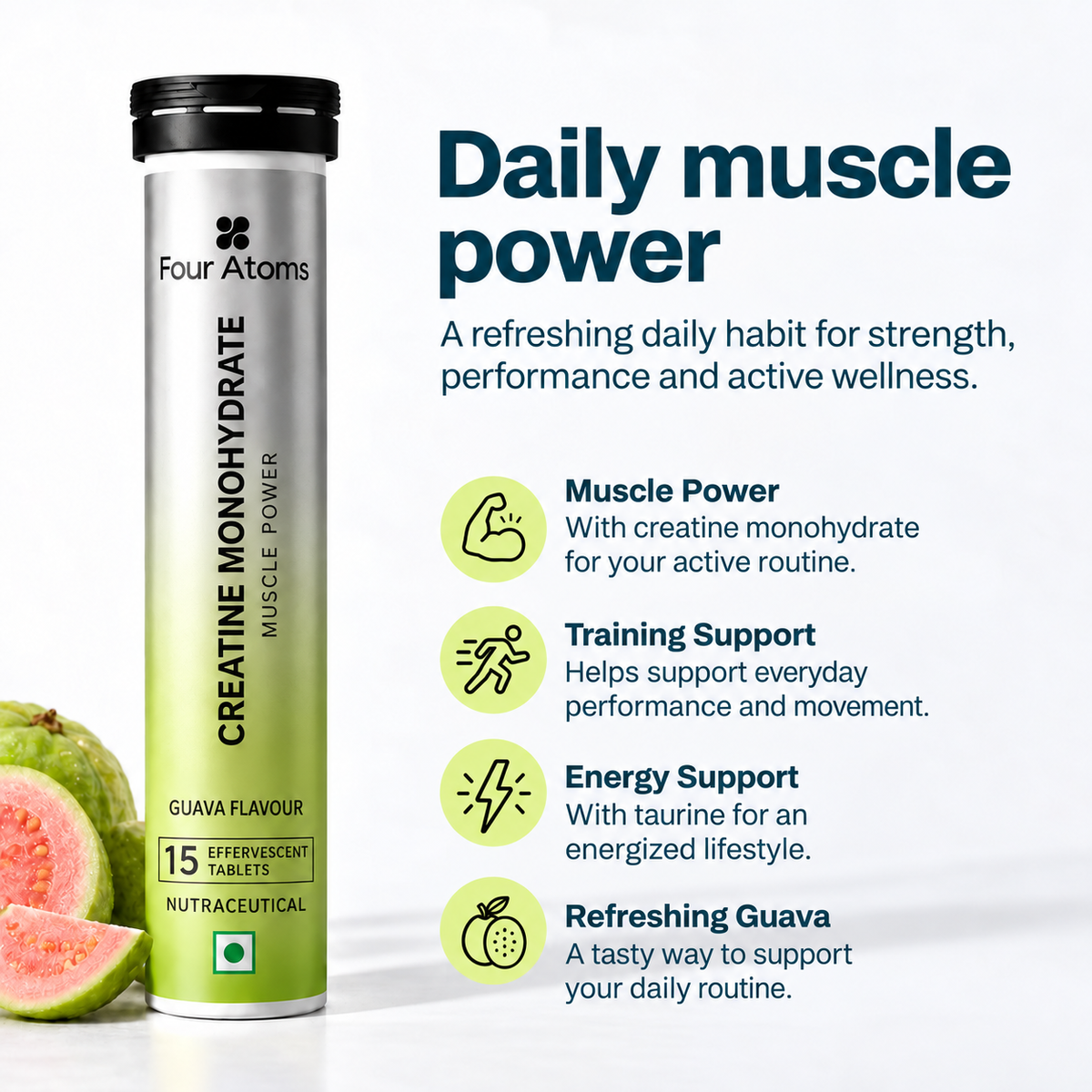 Creatine Monohydrate Guava Effervescent Tablets