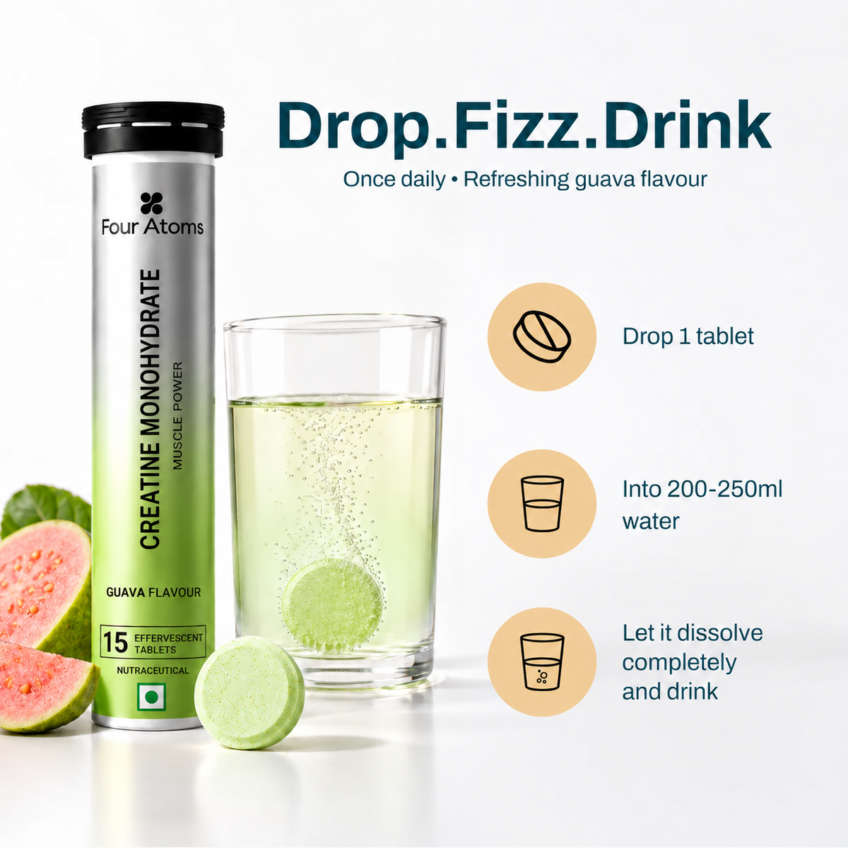 Creatine Monohydrate Guava Effervescent Tablets