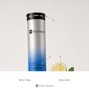 Four Atoms 1200 ml tumbler held by its integrated top handle