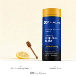 Four Atoms Poop Easy tablets with lemon halves and honey
